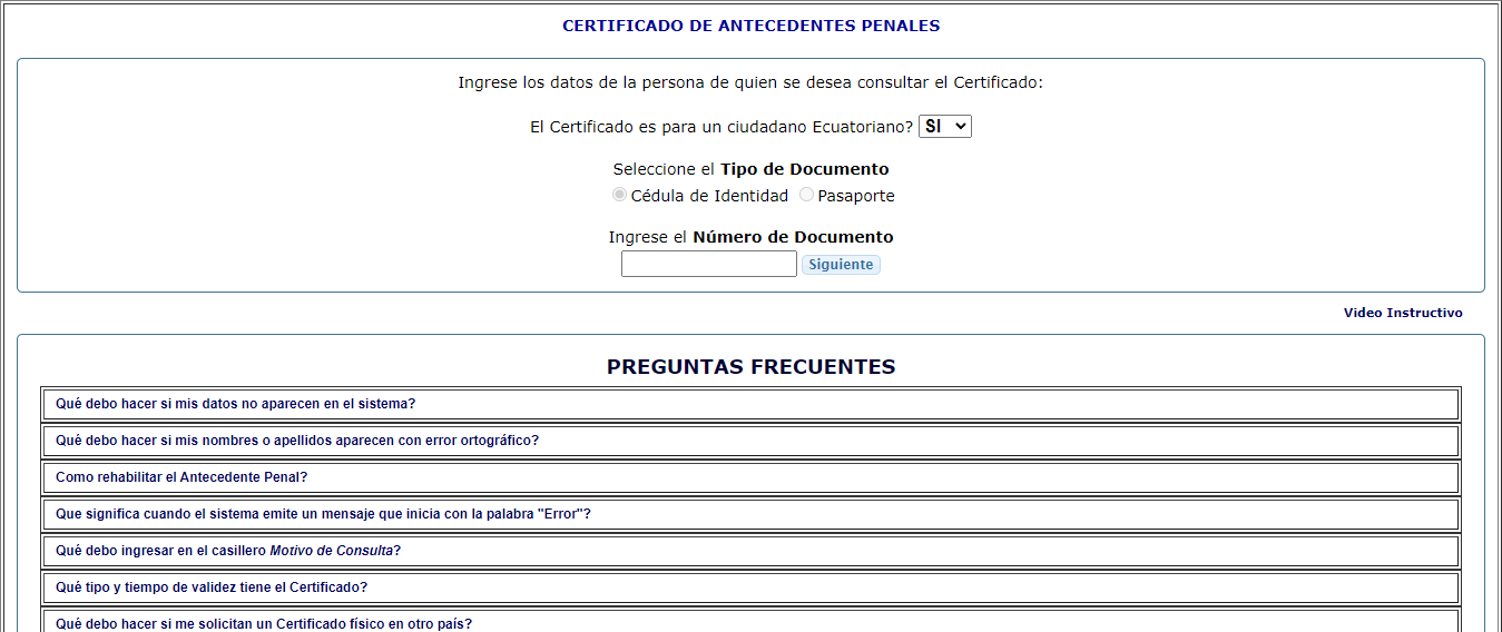 How to Apply For Online Police clearance certificate (Criminal Record Certificate) in Ecuador