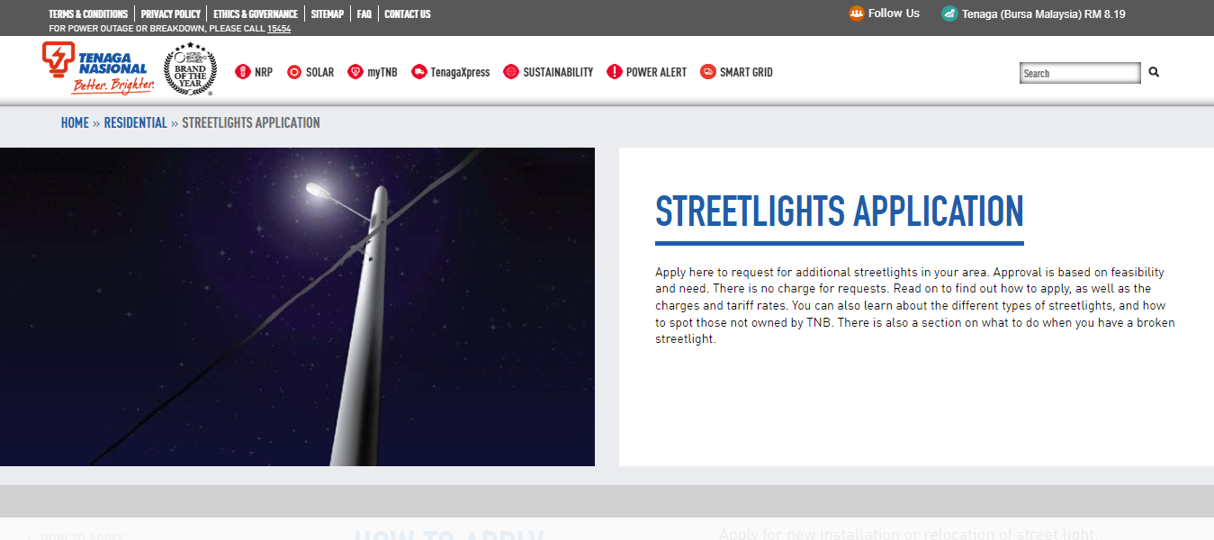 How to Apply for New Street Light In Malysia