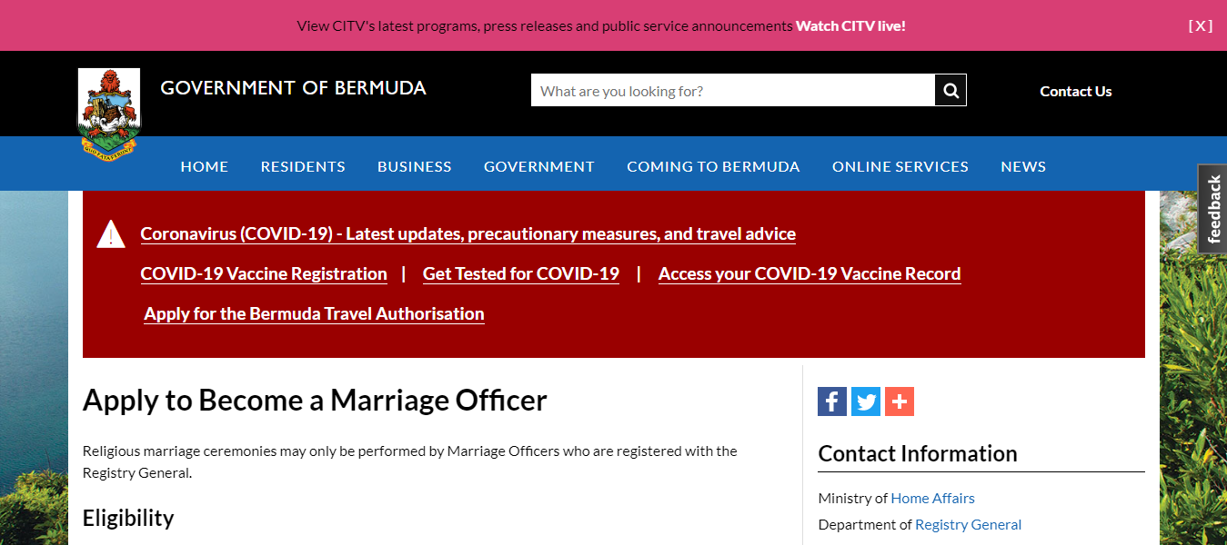 How to Apply to Become a Marriage Officer In Bermuda