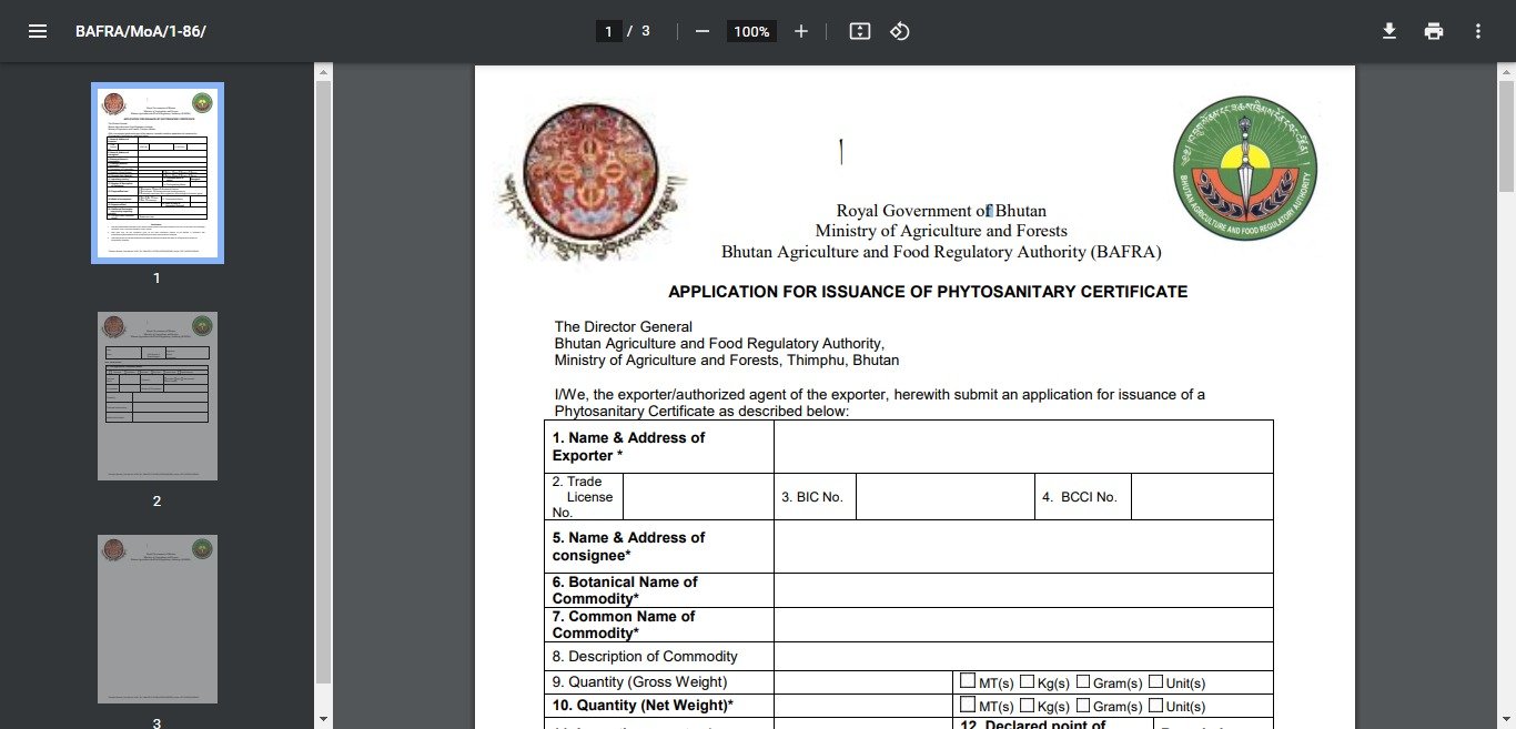 How to  Apply for Phytosanitary Certificate In Bhutan 
