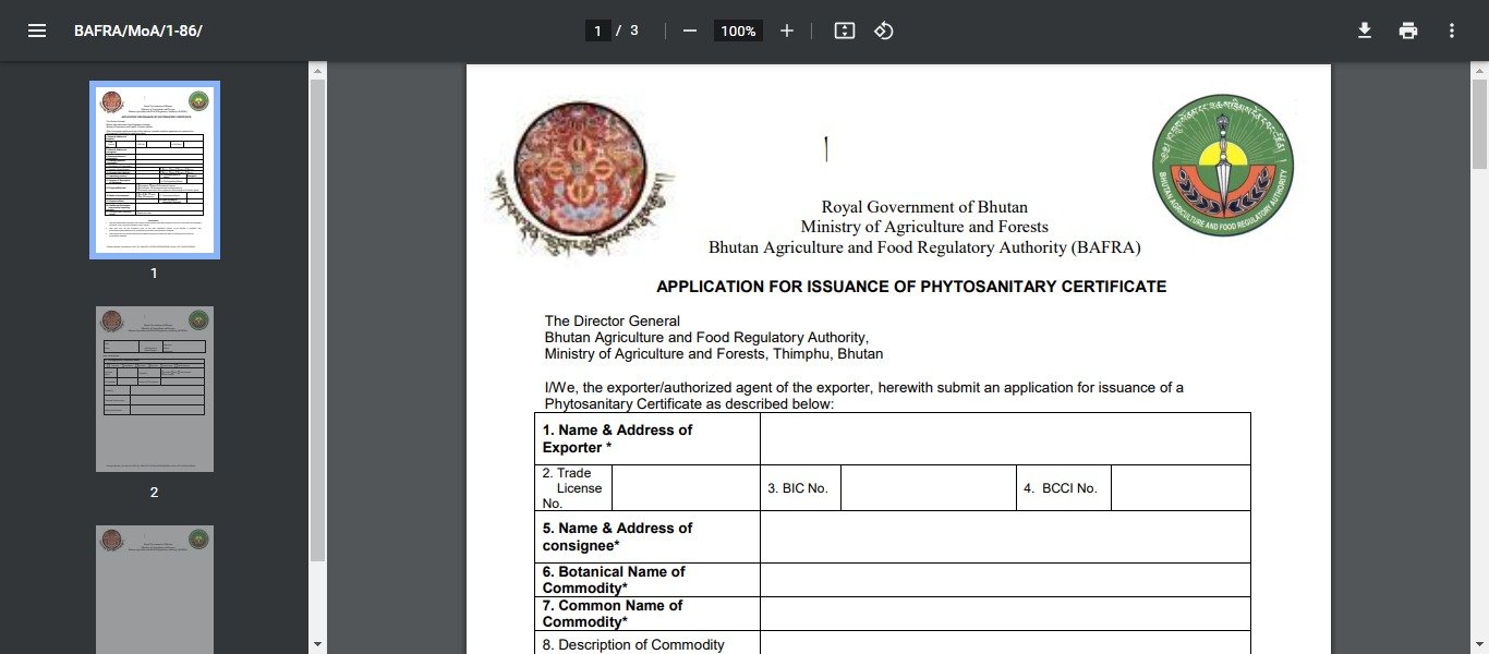 How to  Apply for Phytosanitary Certificate In Bhutan
