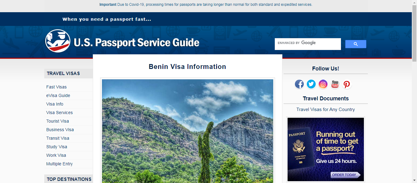 How to Apply for a Tourist Visa  In Benin