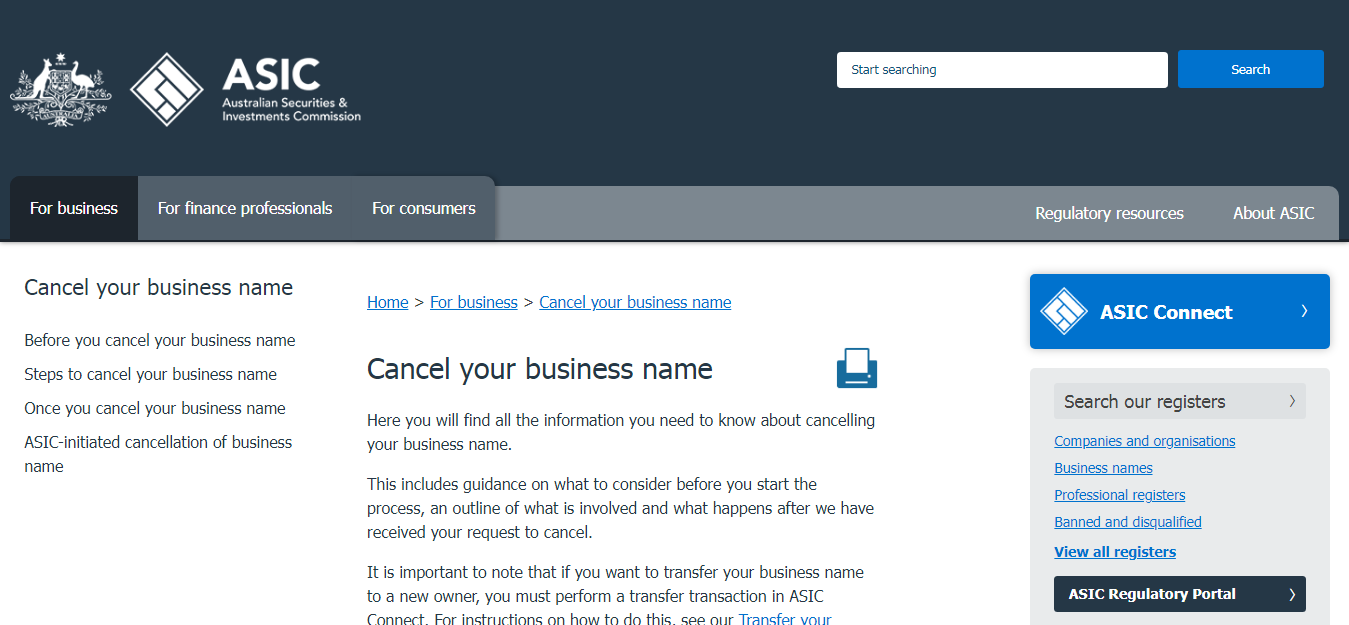 How To Cancel Business Name In Australia 