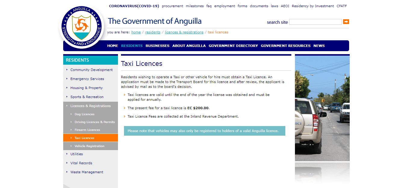 How To Apply for Taxi License In Anguilla
