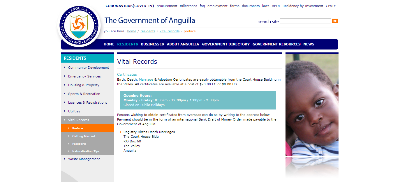How To Apply for Certificate (Birth, Death, Marriage and Adoption) In Anguilla 