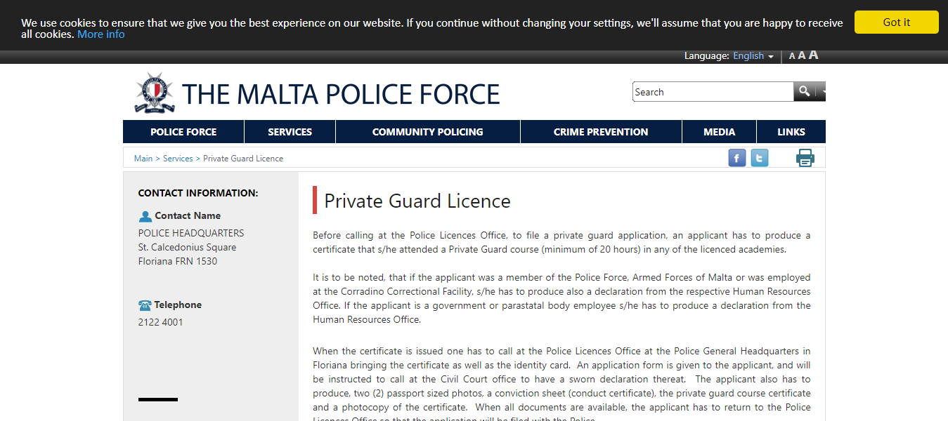 How to Obtain Private Guard Licence In Malta