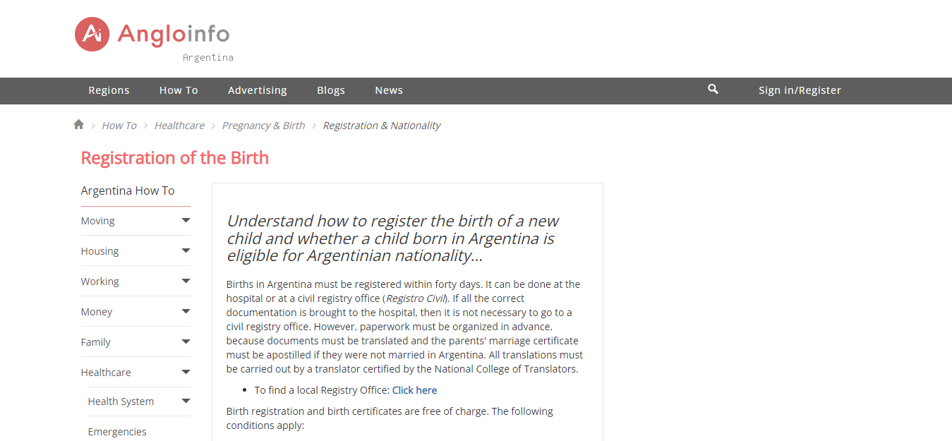 How To Register a Birth In Argentina