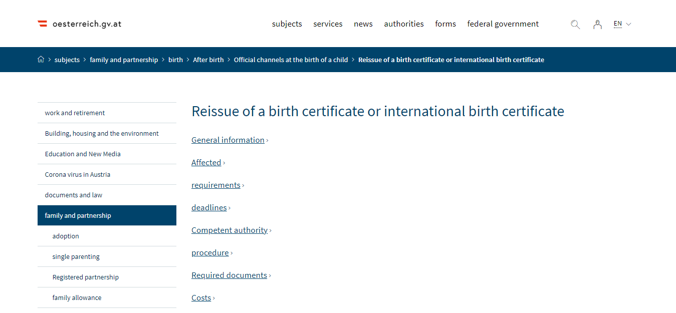 How To Obtain a Copy of Birth Certificate In Austria 